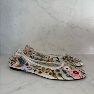 Zara Floral Embroidered Women's Mesh Ballet Flats